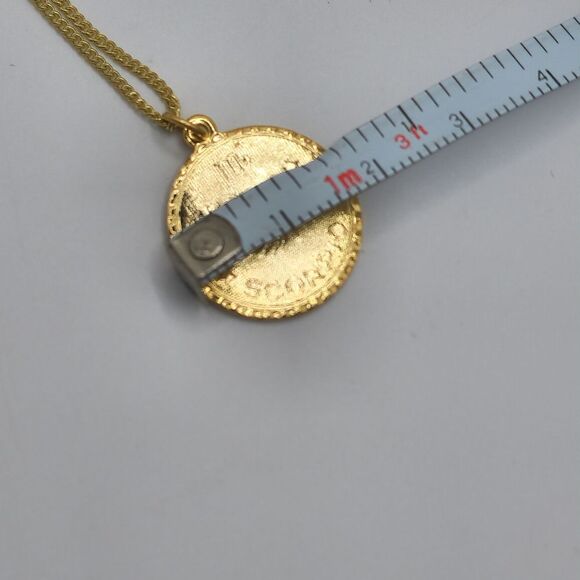 Signed Gold Necklace with circle Scorpio pendant - Picture 7 of 8